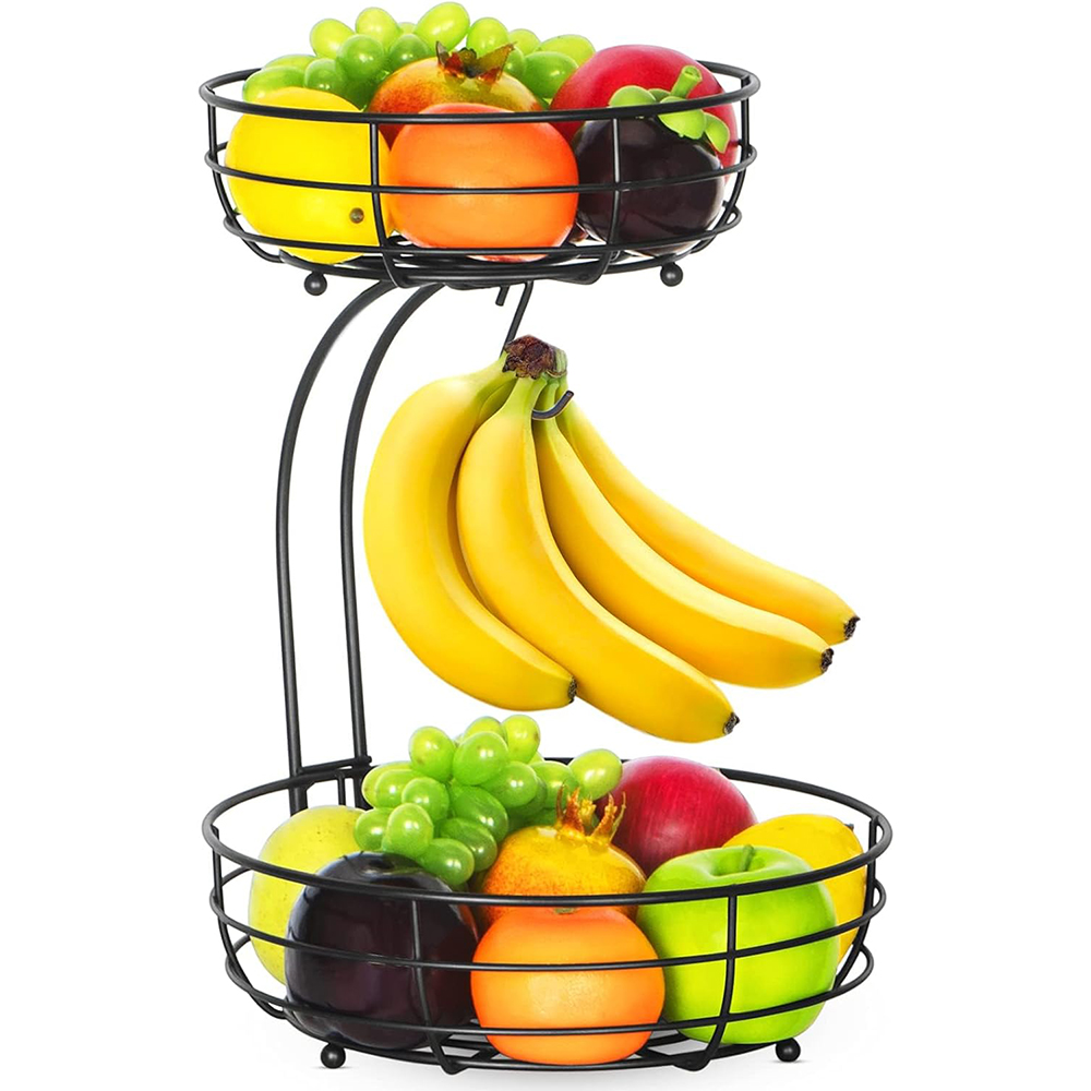 Food Storage Rack For Kitchen - LMETJMA 2-уровневая настольная корзина для фруктов