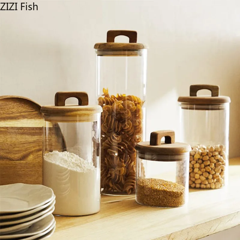 Food Storage Lidl - Стеклянная банка для хранения с деревянной